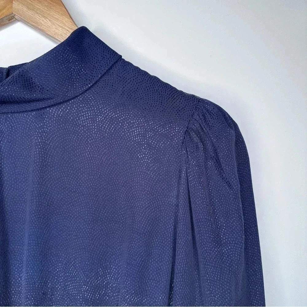 & Other Stories Navy Long Sleeve High Neck Dress Size 12 - Picture 3 of 10